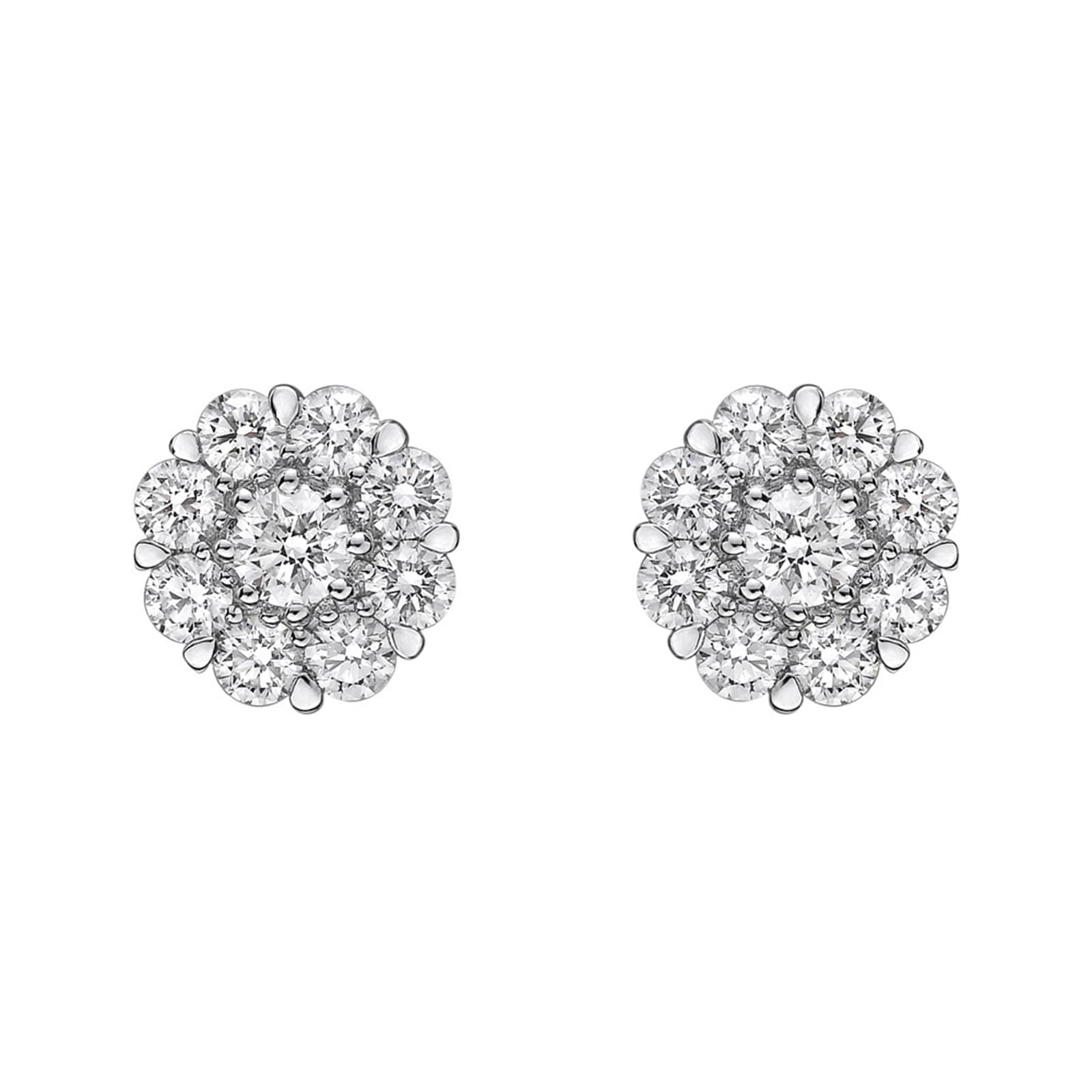 18k White Gold 2.00cttw Diamond Cluster Stud Earrings