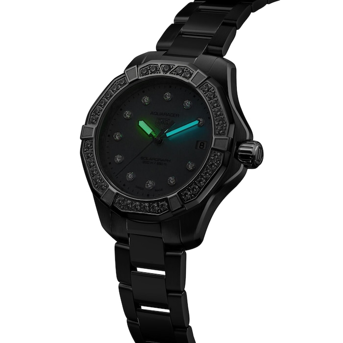 TAG Heuer Aquaracer Professional 200 Solargraph 34mm Ladies Watch Mother Of Pearl Diamonds
