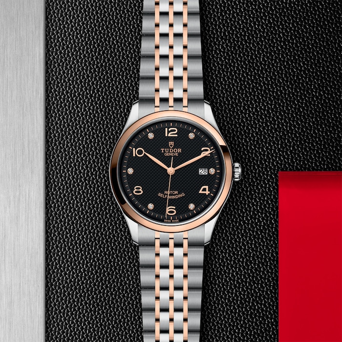 Tudor 1926 39mm Mens Watch Steel Case Diamond-Set Black Dial