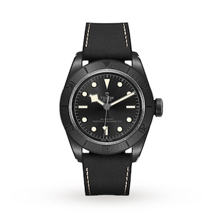 Tudor Black Bay Ceramic 41mm Ceramic Case Hybrid Leather And Rubber Strap