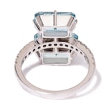 Vintage And Estate Jewelry Contemporary 18K White Gold Salavetti Mare Aquamarine & Diamond Ring - Size 7.25