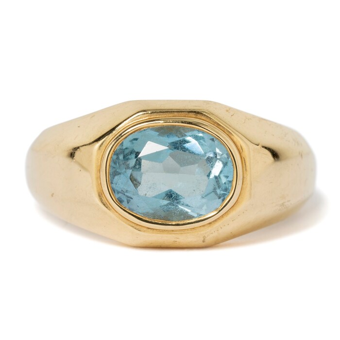 Vintage And Estate Jewelry Vintage 18K Yellow Gold Bulgari Topaz Ring - Size 7